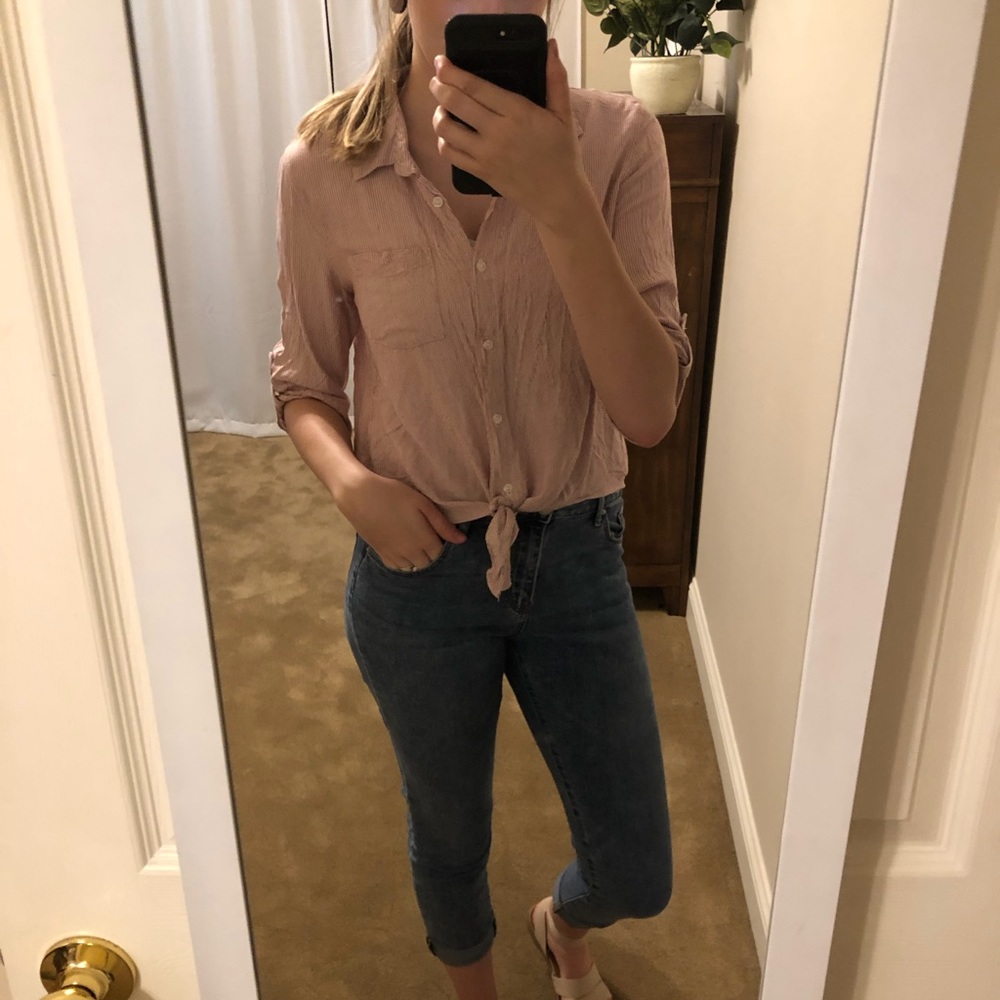 Pink Rose Vintage Button Down Blouse